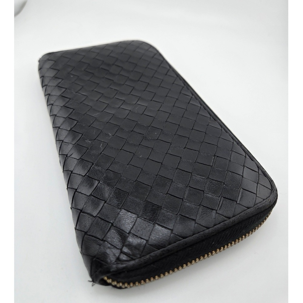 Bottega Veneta Intrecciato Leather Zip Around Wallet Black 114076 V0013 1000 - Picture 8 of 10